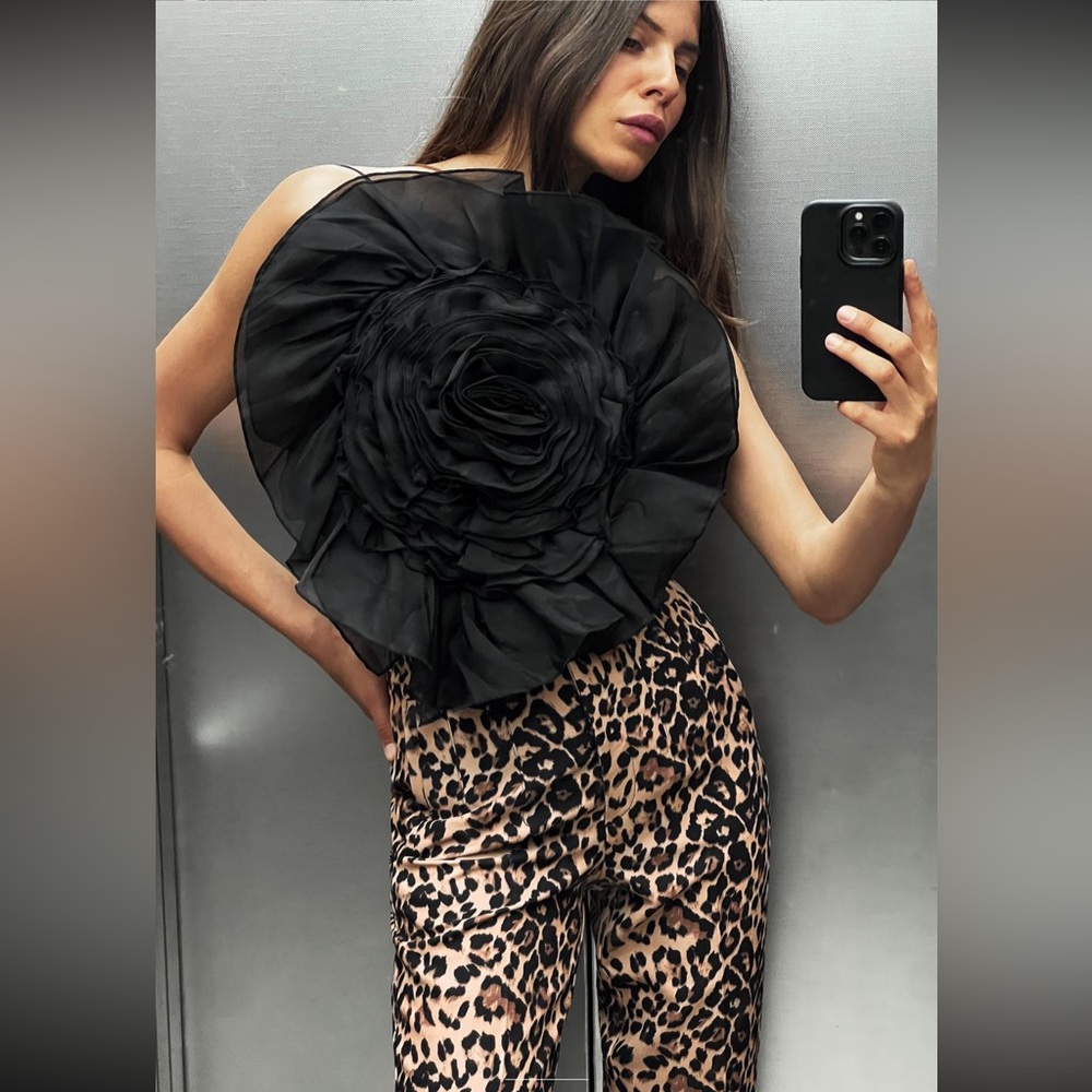 Zara maxi organza flower crop top, festival
